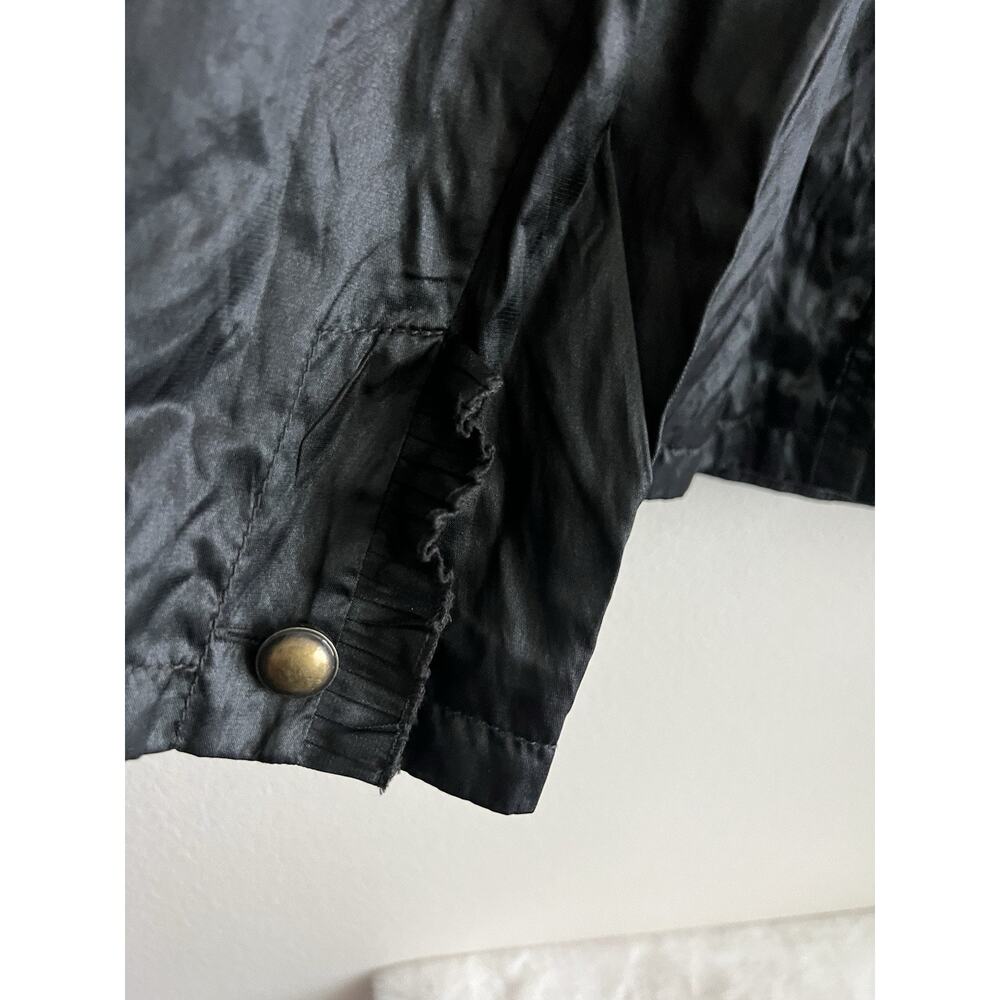 Chicos Jacket Ruffle Shiny Womens Size Large Black Windbreaker - Picture 4 of 10